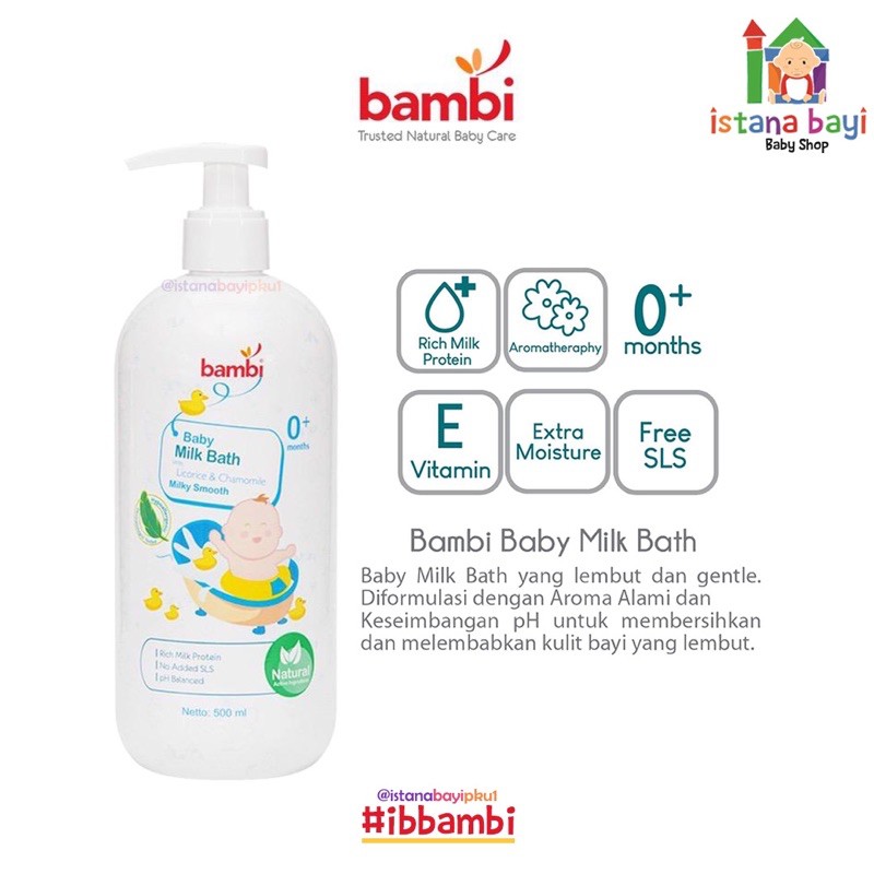 Bambi Baby Milk Bath Pump 500ml - Sabun Bayi