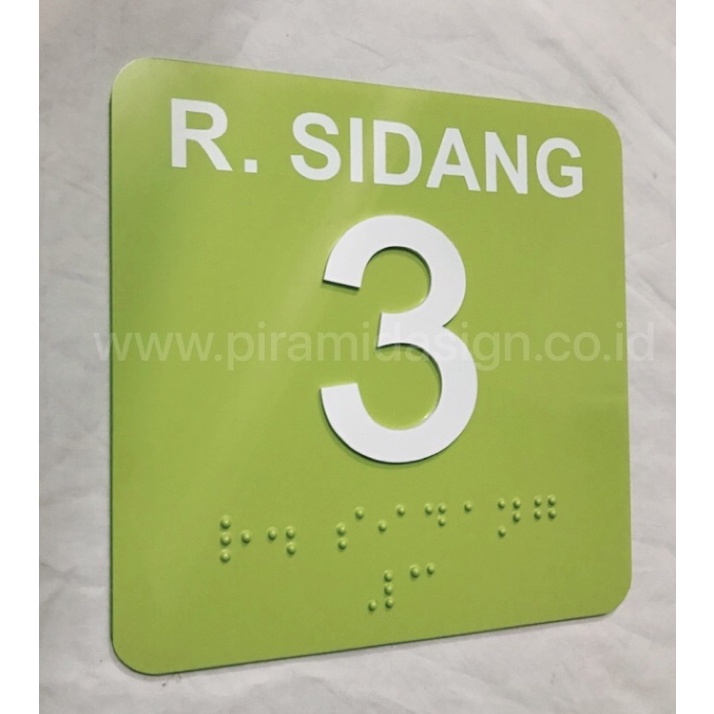 

Sign ruang sidang akrilik braille tuna netra