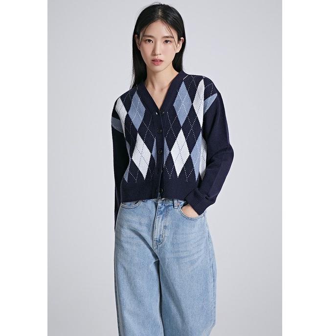 BHS.610155 ◦ Good Day Argyle Wool Cardigan