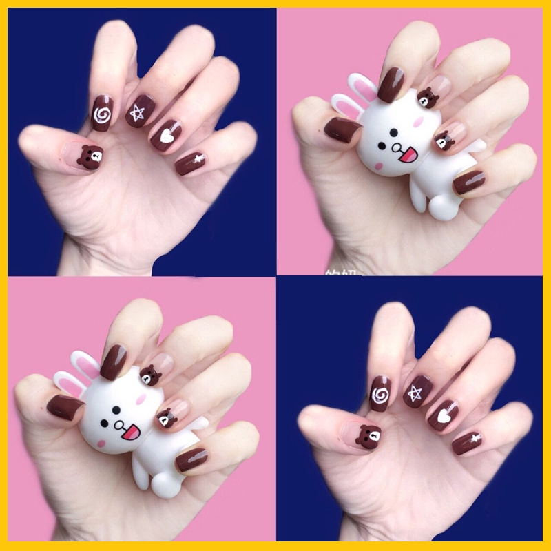 QY090-110 Pelekat Kuku Finger Cartoon DIY Nail Sticker Fashion 3D Nail Sticker False Nails Art 14Pcs/sheet