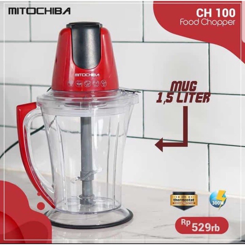Mithociba Food Processor Food Chopper CH100 RED RUBBY