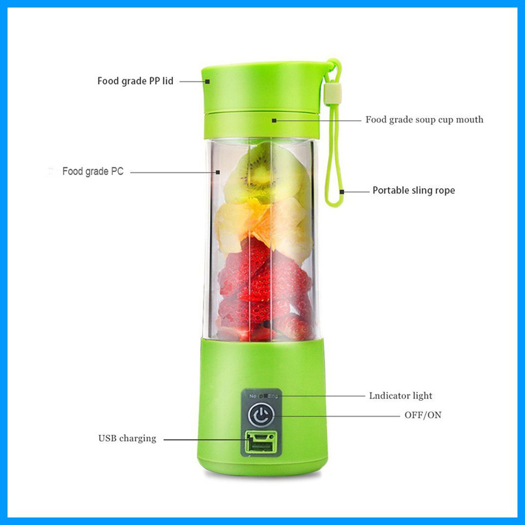 Blender Portable Shake and Go Portable Rechargeable Portabel FREE Kabel charger - Random Color