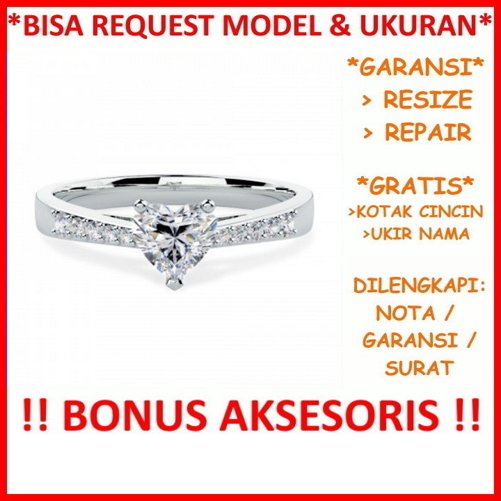 Gratis Ukir Nama Bisa Pesan Model Garansi Silver Asli Cincin Kawin Nikah Tunangan Wanita Perak Id442