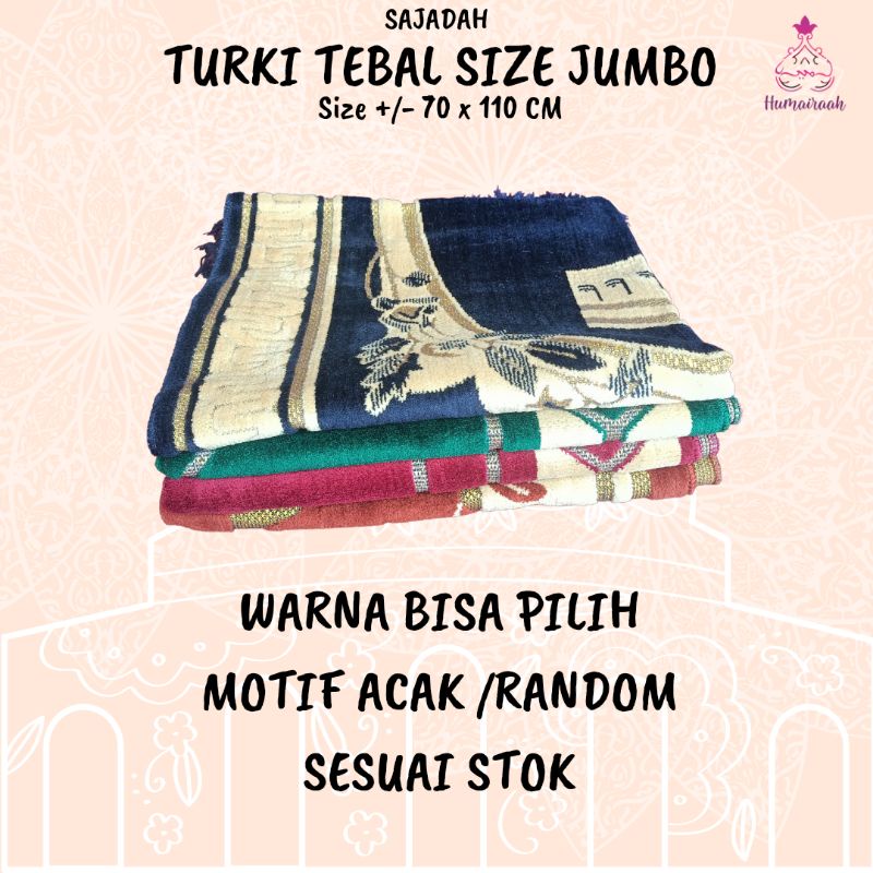 Sajadah Besar Jumbo Turki Tebal Bludru Ringan Oleh Oleh Haji Umroh ukuran dewasa 70x110cm