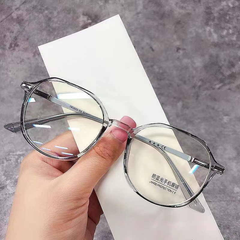 Frame Kacamata Anti Radiasi Wanita Korean Wanita - Kacamata Stylish Lucu Bulat-Ka-57 Abu-Abu