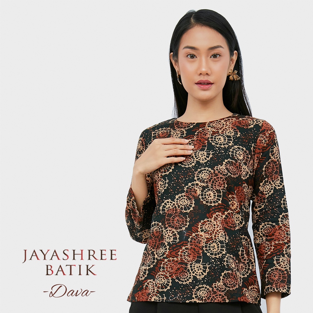 [BIG SALE 12.12] JAYASHREE - Dava Bahan Katun Premium - Blouse Batik Kerja Wanita
