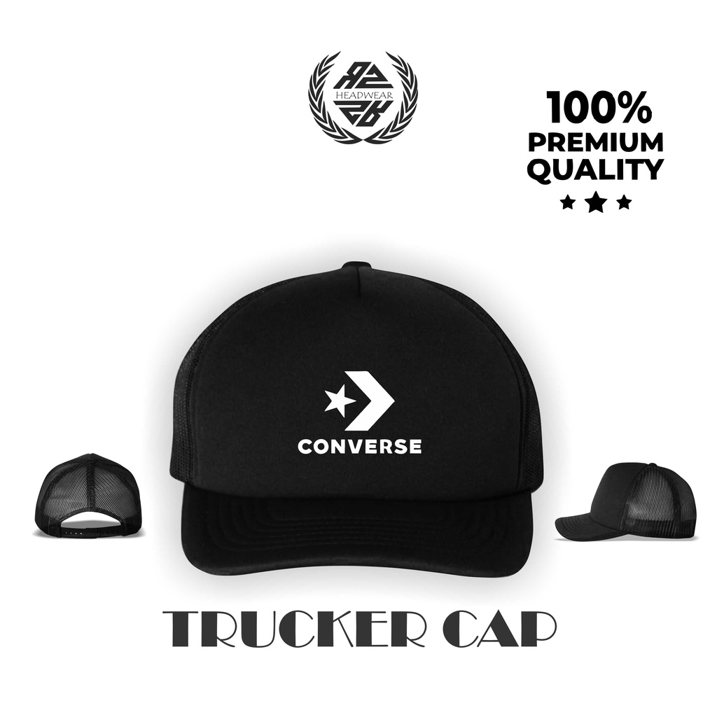 Topi Pria Jaring Trucker Hitam Original Custom Topi Trucker Motif Sablon Convers