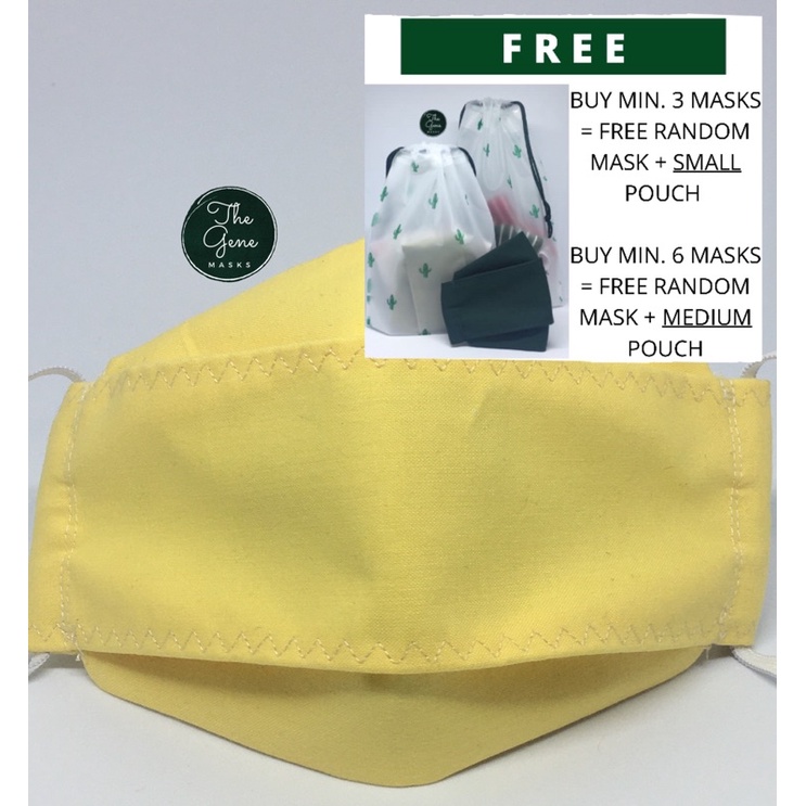 Masker Kain 3 Lapis Premium Kuning Muda Polos