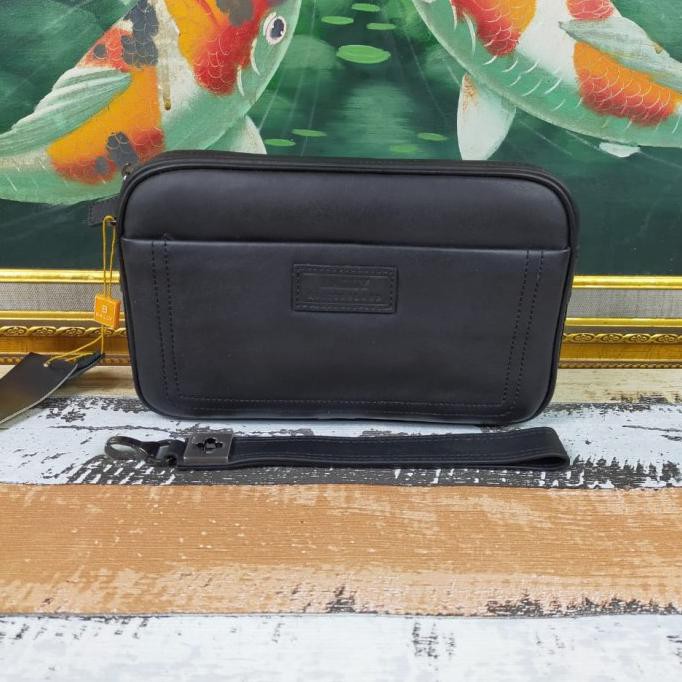 POUCH HANDBAG TAS TANGAN PRIA BALLY FULL BLACK MIRROR