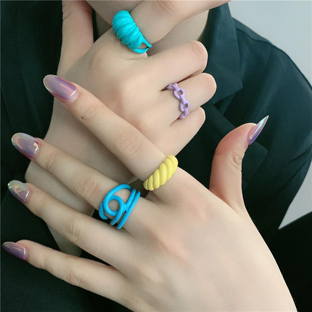 Mxbeauty Cincin Jari Trendy Elegan Wanita Tidak Teratur Keren Geometris