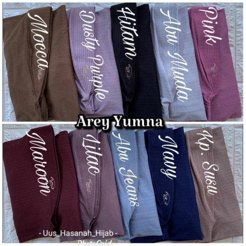 (Original Arey) YUMNA•• Kerudung instan•° Jilbab Instan Jersey-Grosir 10 mix warna