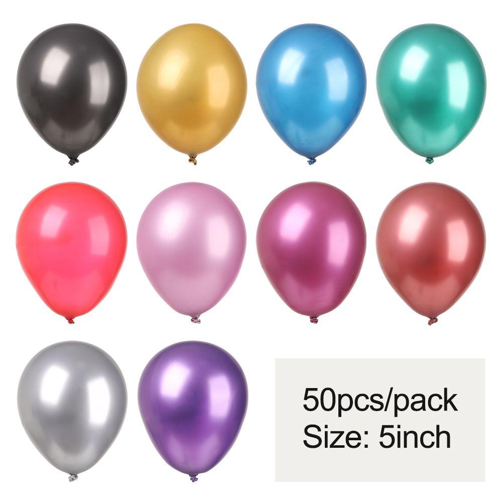 Nanas 50 Pcs 5 Inch Balon Lateks Anak-Anak Mendukung Metalik DIY Hadiah Perlengkapan Pesta Tebal Chrome