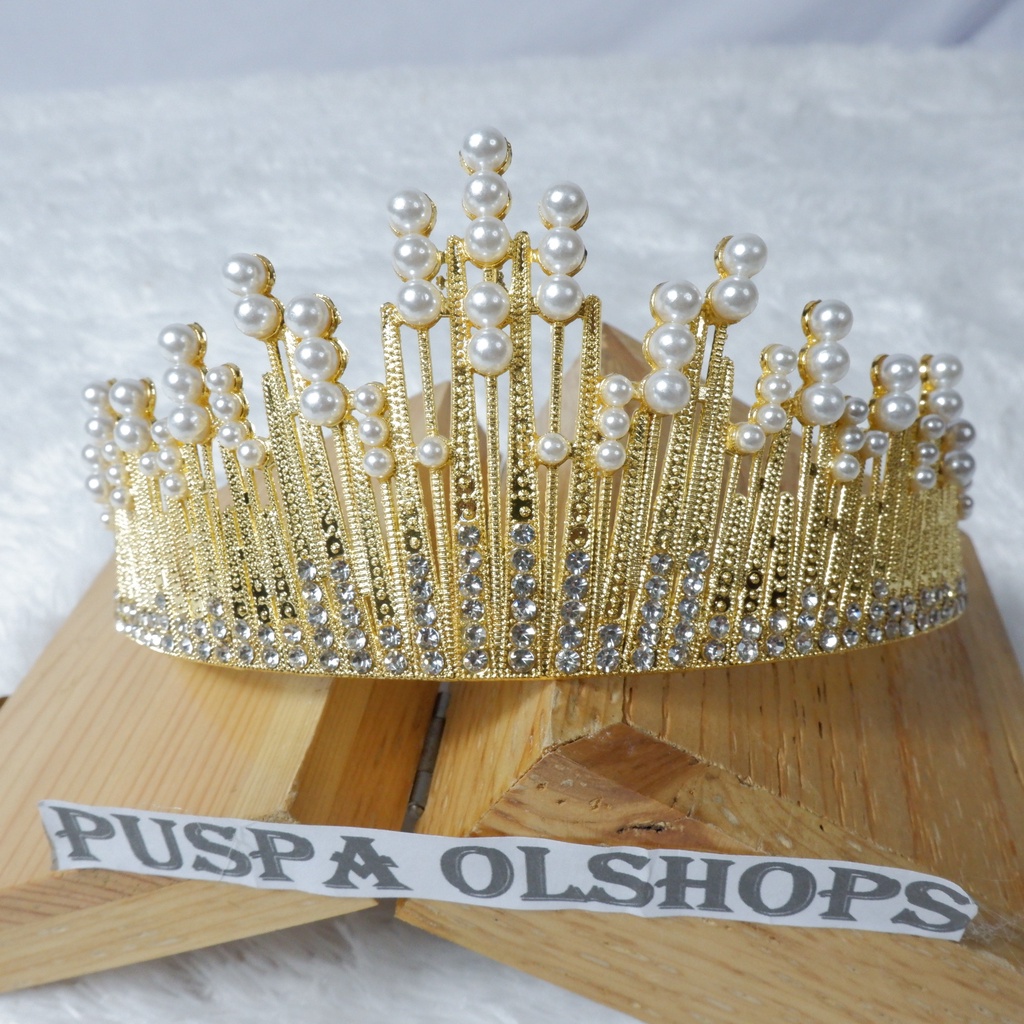 Mahkota/tiara simple mutiara gold