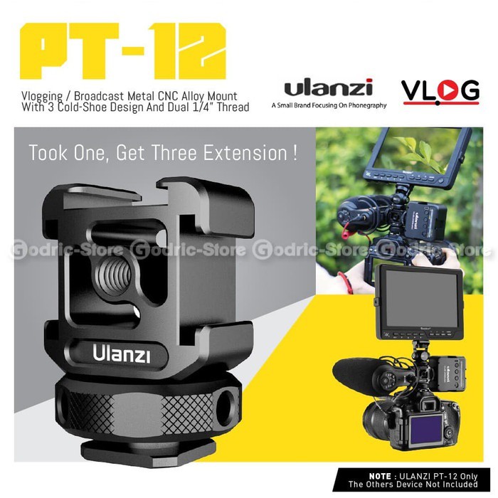 ULANZI PT-12 METAL TRIPLE Hot Cold Shoe Mount Adapter Converter