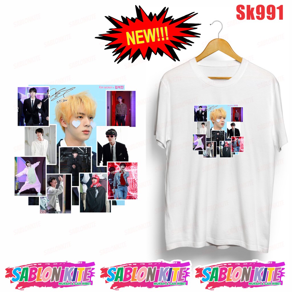 MURAH!!! KAOS KPOP SEOKJIN JIN SK991 BYK WARNA FG JK  SG JH JIN JM V UNISEX COMBED 30S