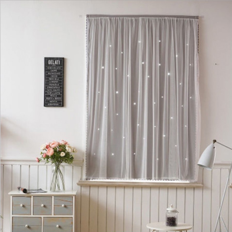 Blackout Velcro Curtain / Tirai Gorden Pintu Jendela Tanpa Bor / Bahan Tebal