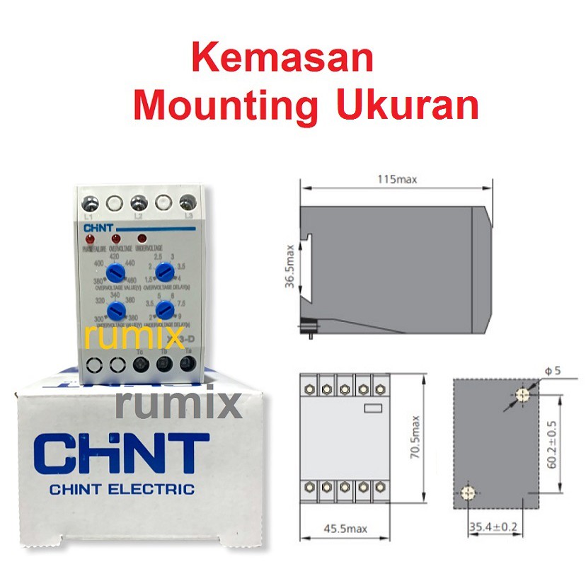 Phase Failure Relay Chint XJ3-D Chint Xj3D 308V AC Over Under Voltage Protector Sequence Original