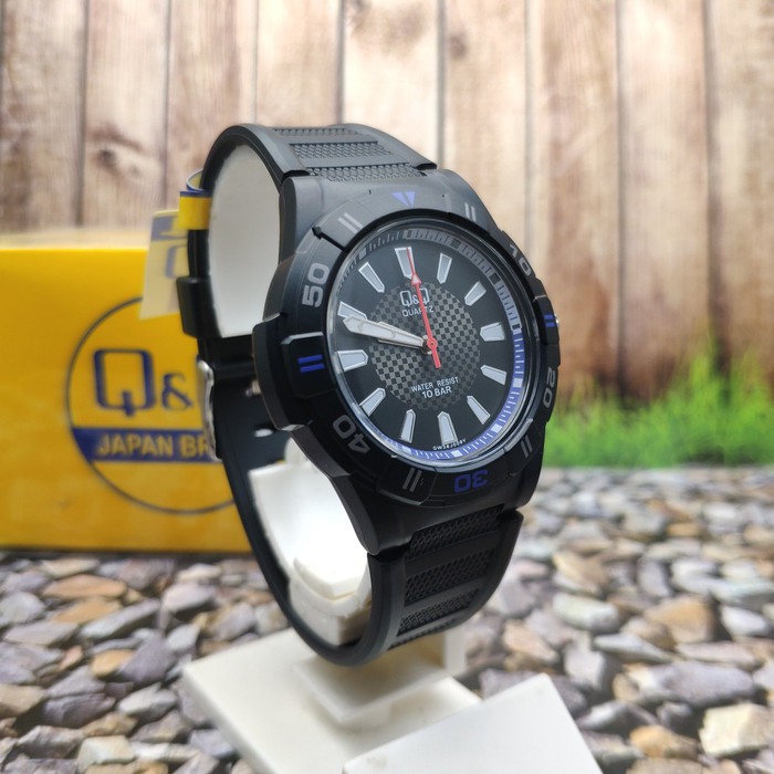 [COD] Jam Tangan Pria Q&Q QnQ QQ Analog Karet Hitam GW36J007Y Original KEREN KOTAK KADO TERBARU
