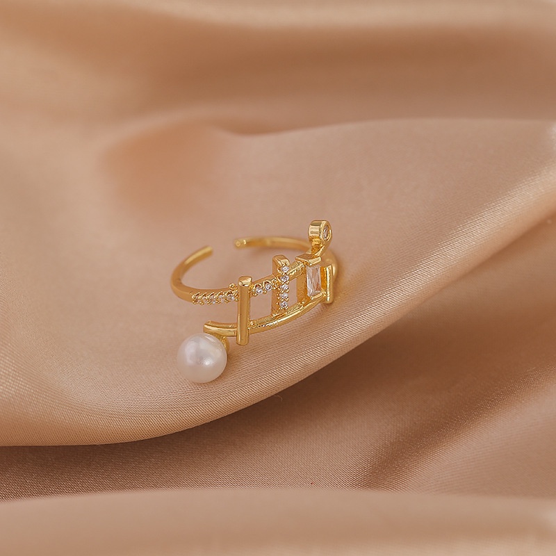 Niche desain cincin mutiara untuk wanita niche desain Terbuka Indeks jari cincin sederhana baru bebe