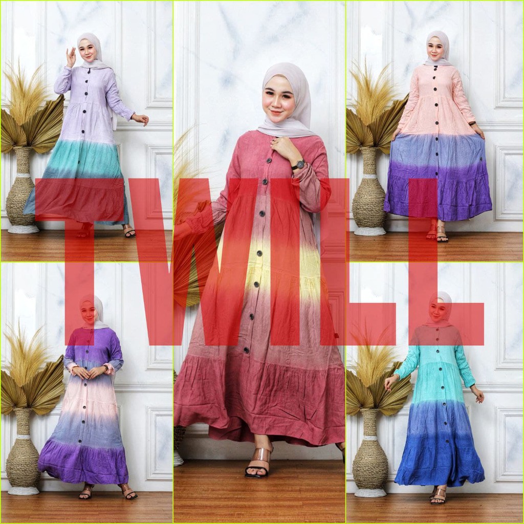 GAMIS TWILL GRADASI ORI MAT RAYON TWILL HANDMADE COLOR