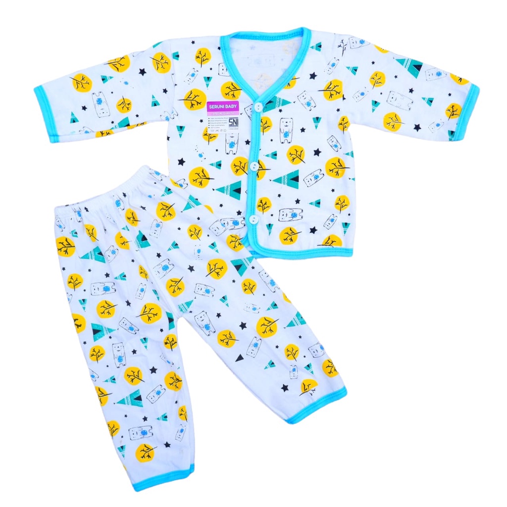 Grosir 3 Stel Setelan Piyama Bayi Usia 0-6 Bulan Seruni Baby Motif Pohon Bear