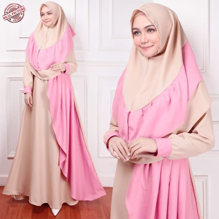 Agra1579 GAMIS PESTA MEWAH Syari CARITA CREAM DUSTY BAJU DRESS UNDANGAN Ktf