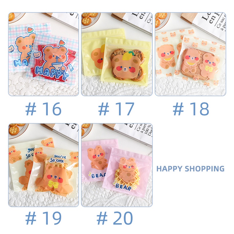 10 Pcs Tas Penyimpanan Makanan / Kue Kering Motif Kartun Hewan Tahan Air