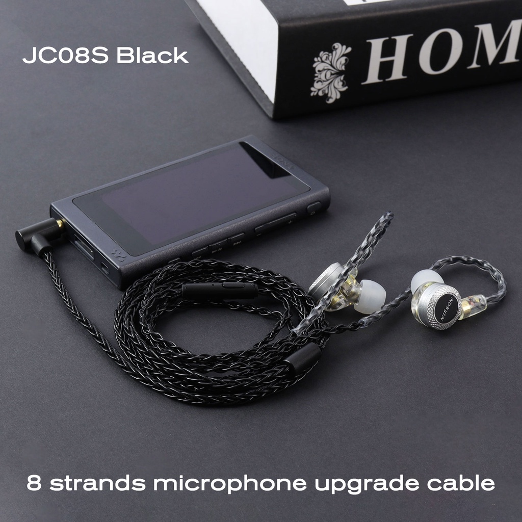 Jcally JC08S 5N 8 Core Kabel Upgrade HIFI Lapis Silver Dengan MIC 3.5mm Plug MMCX / 2Pin 0.78 Untuk KZ ZST EDX EDA