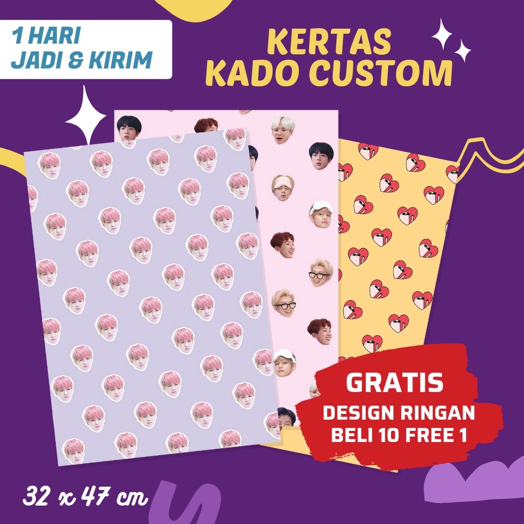 Jual Kertas Kado Customkertas Kado Aesthetic Kertas Kado Muka Shopee Indonesia 7529