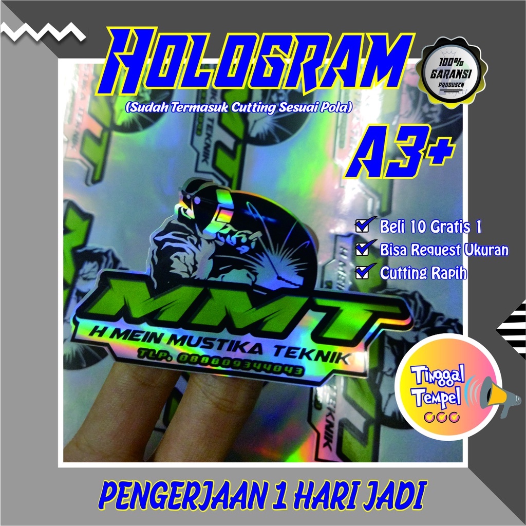 

STIKER LABEL HOLOGRAM A3+ / STIKER LABEL PRODUK / STIKER MENGKILAP PELANGI / STIKER SEGEL (PRINT + CUTTING)