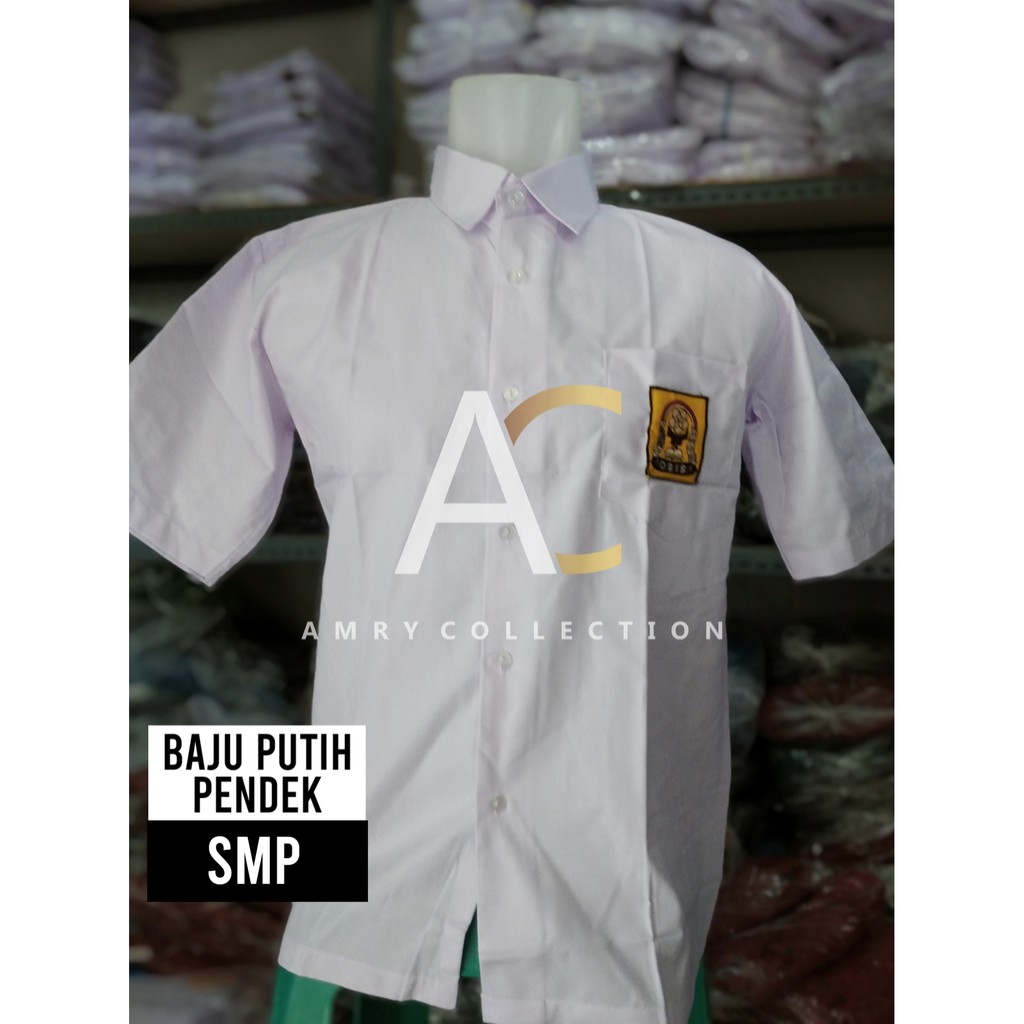 Baju SMP pendek warna putih GS bahan oxfod sari warna Kemeja Pendek Seragam sekolah