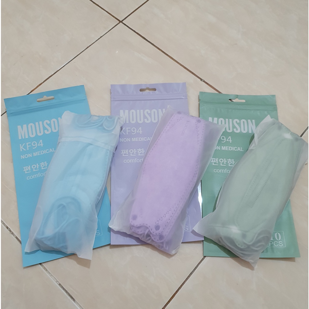 Masker KF94 Mouson Biru / Ungu / Matcha / Light Green