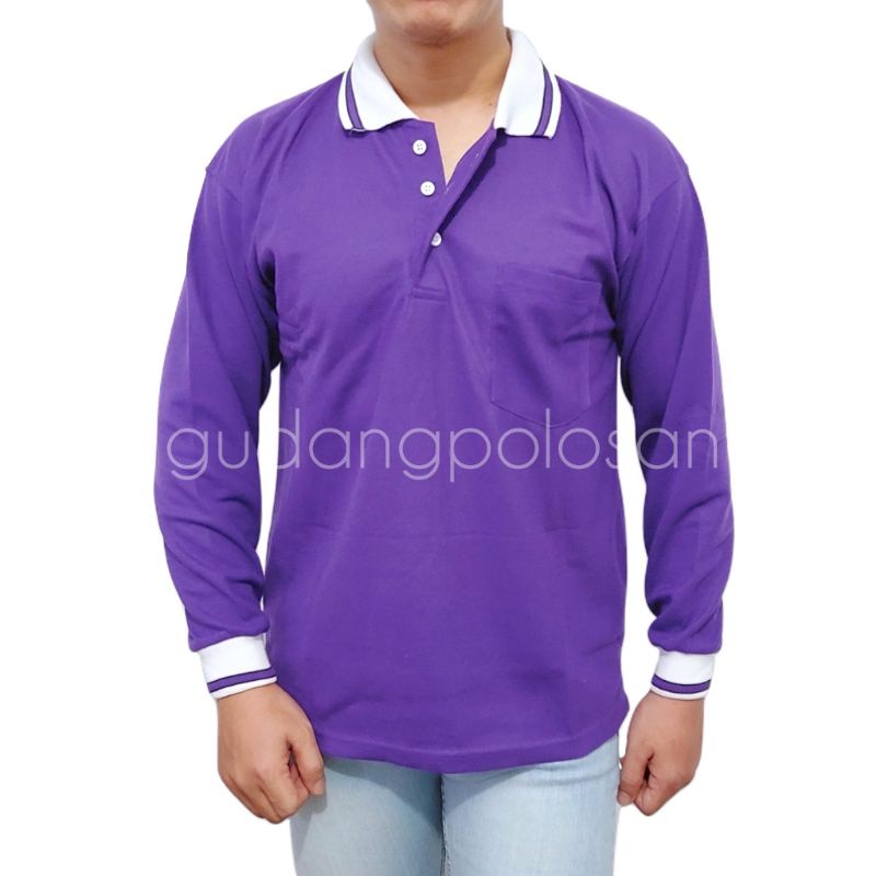 GP Kaos Polo/Polo Shirt/Kaos Kerah Lengan Panjang Ungu