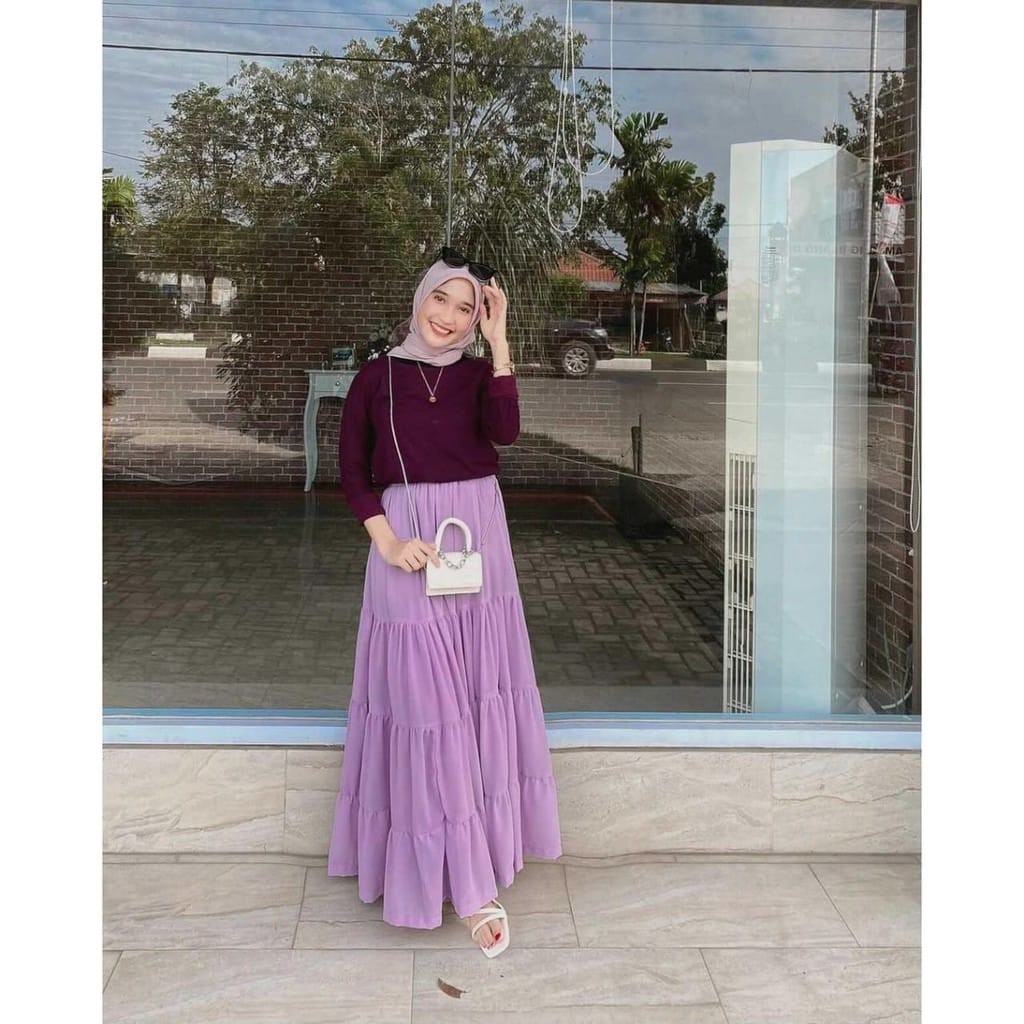 Alny Hijab - Rok Canda / Rok Susun Maxi Skirt Rok Bangkok Skirt Rok Umpak Rok Ceruty Rok Panjang