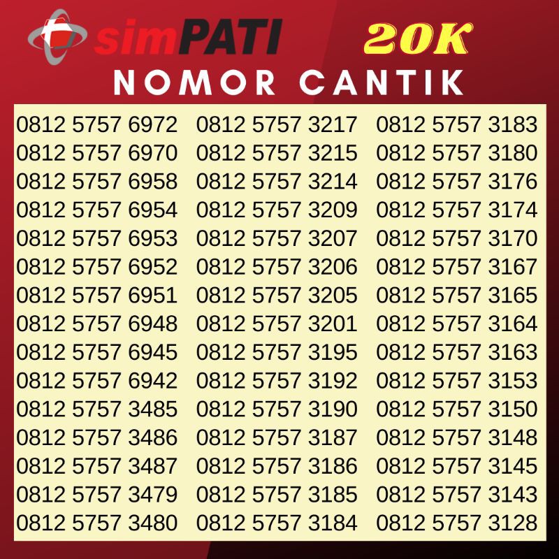 Nomor Cantik Telkomsel Simpati Seri 5757