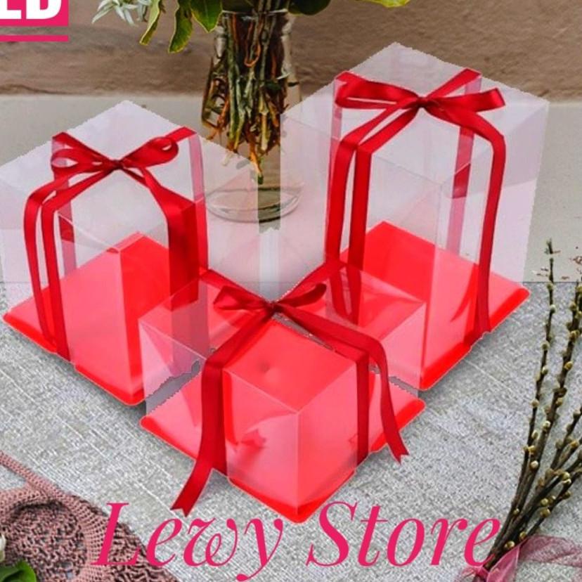 

↔Best Terlaris✩↔ KJG9F Cake Box Mika Dus Kue Kotak Kue 22x22 cm Tutup Transparant PET 83 ↔