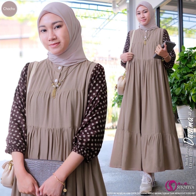 [VICAN] DASIMA #2 AGATA #11 #12 SERIES MIDI HOMEY DRESS GAMIS PAKAIAN WANITA FASHION BUSANA MUSLIM MODERN TERBARU SUPER BEST SELLER ORIGINAL GGS BY SHOFIYA-Dasima #8 - Choco