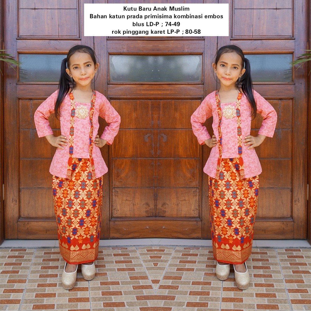 setelan baju muslim anak perempuan bahan katun warna peach BAC31