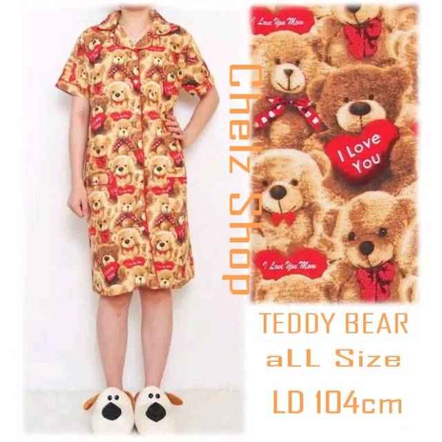 Baju Tidur Daster Wanita/Cewek Katun Karakter Daster BlackCat/Doraemon/Bee Lebah/Keroppi/Teddy bear