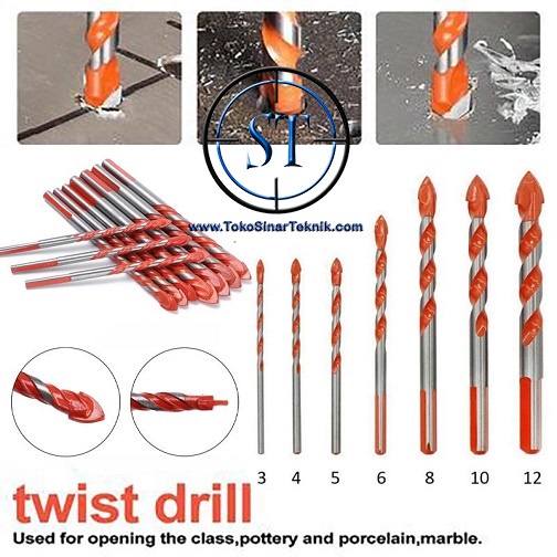 Mata Bor Tombak Segitiga Tungsten 3-12mm Isi 7 Pcs HSS Triangular Triangle Bit Electric Multifunctional Diamond Ceramic Tile Glass Metal