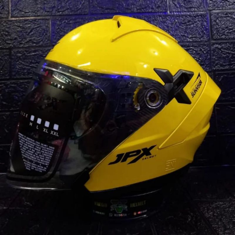HELM JPX NOVA X NEW SOLID YELLOW LEMON BLACK GLOSSY ORIGINAL SNI DOT