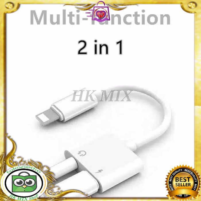 Jual HK MIX- Lightning to AUX 3.5mm Headphone + Lightning 2in1 BLUETOOTH Terlaris