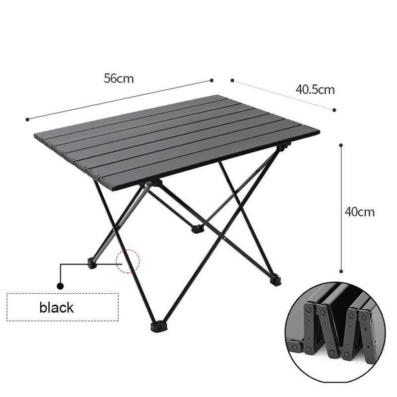 Meja Lipat Piknik Foldable Portable Aluminium - 8826 - Black