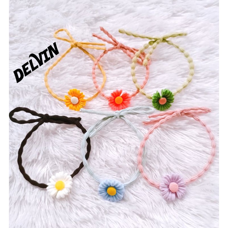 PROMO Ikat rambut bunga cantik tali karet / kuncir rambut korea daisy flower korean style