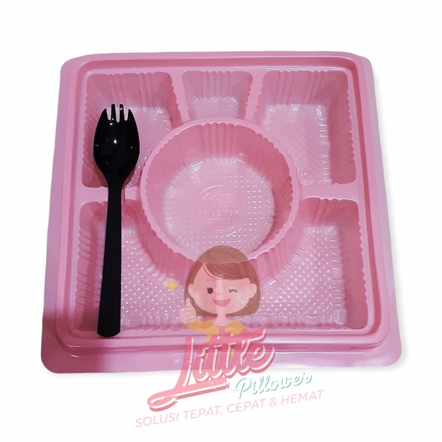 LPD(BS6 isi 50 set) Mika Besek Sekat 6 PINK- Mika Bento Sekat 6 - Mika tumpeng mini