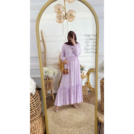 RUFFLE TARTAN DRESS|GAMIS SYAR'I JUMBO RAYON VISCOSE|DRESS MUSLIM RAYON VISCOSE BUSUI JUMBO XXL|HOME