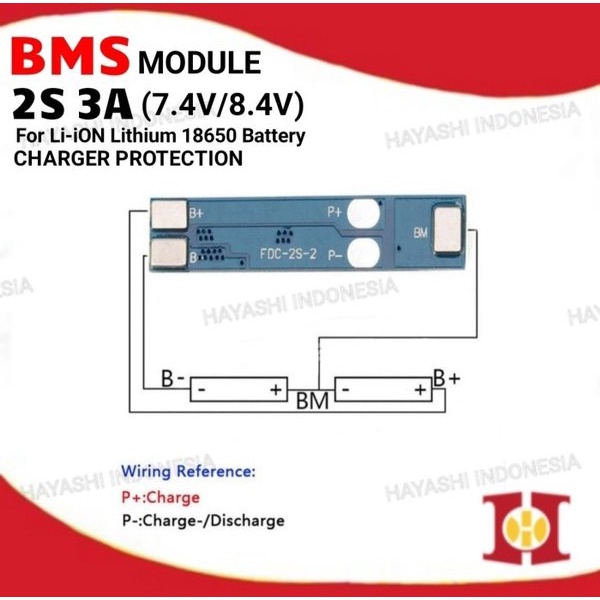 Modul BMS Battery Charger Protection Pelindung Baterai 18650 2S 3A