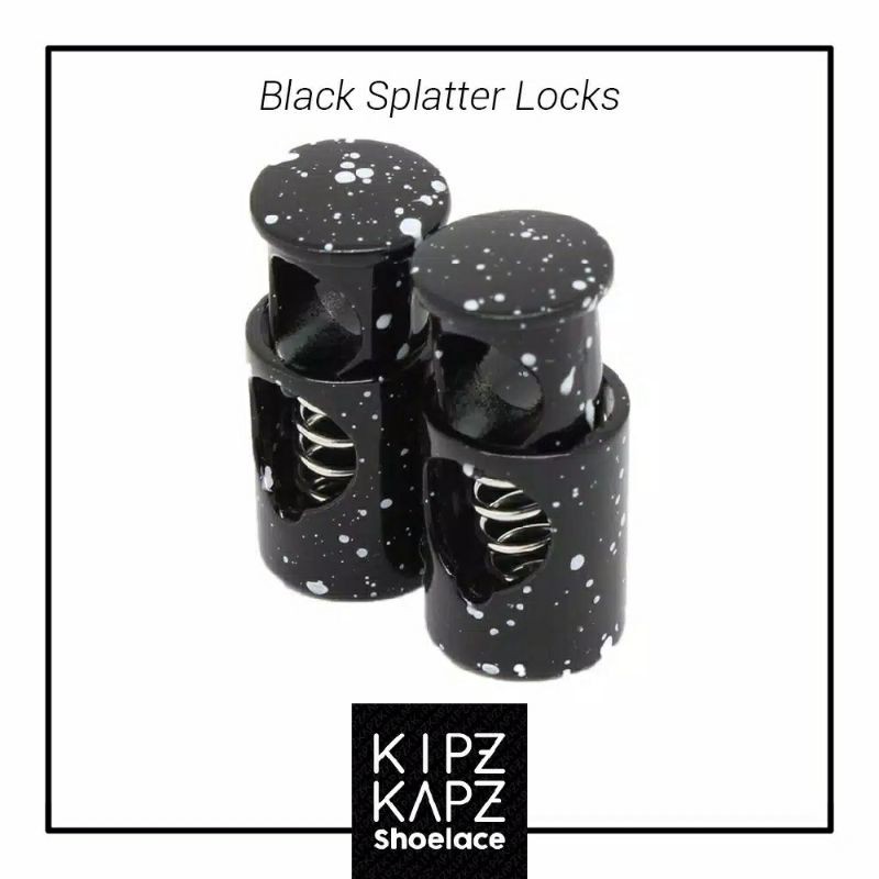 KIPZKAPZ SHOE LOCK LACE / LACE LOCK BLACK WITH SPLATTER METAL - KUNCI TALI SEPATU LOCK LACES