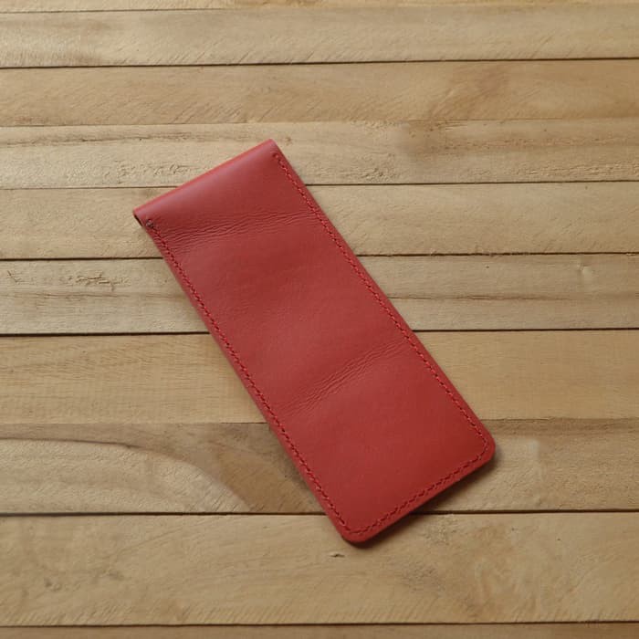 tempat pensil kulit kulit asli warna merah pencil case - PHPNS035