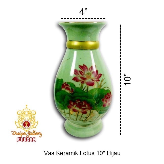 Vas Keramik Lotus 10&quot; Hijau